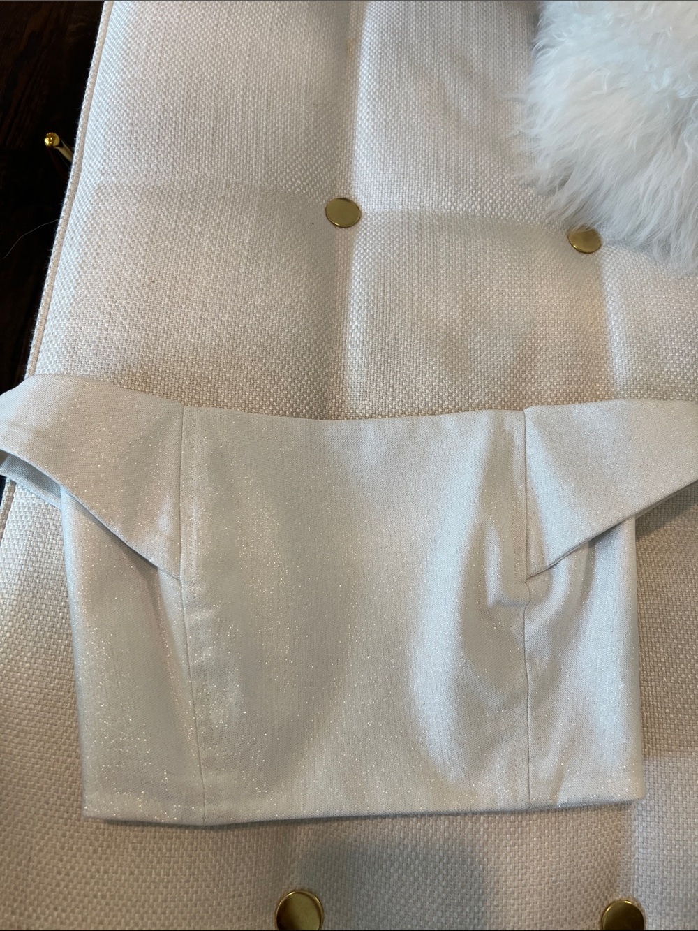 Off-Shoulder Sparkle Crop Top in White